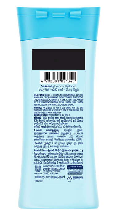 Vaseline Ice Cool Hydration Gel Creme 200ml