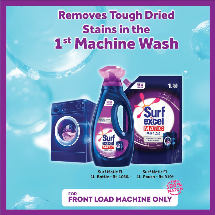 Surf Excel Matic Front Load Liquid Detergent Refill Pouch 1L