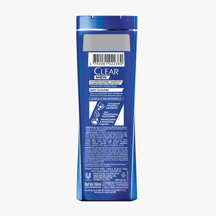 Clear Men Deep Cleanse Shampoo 180ml
