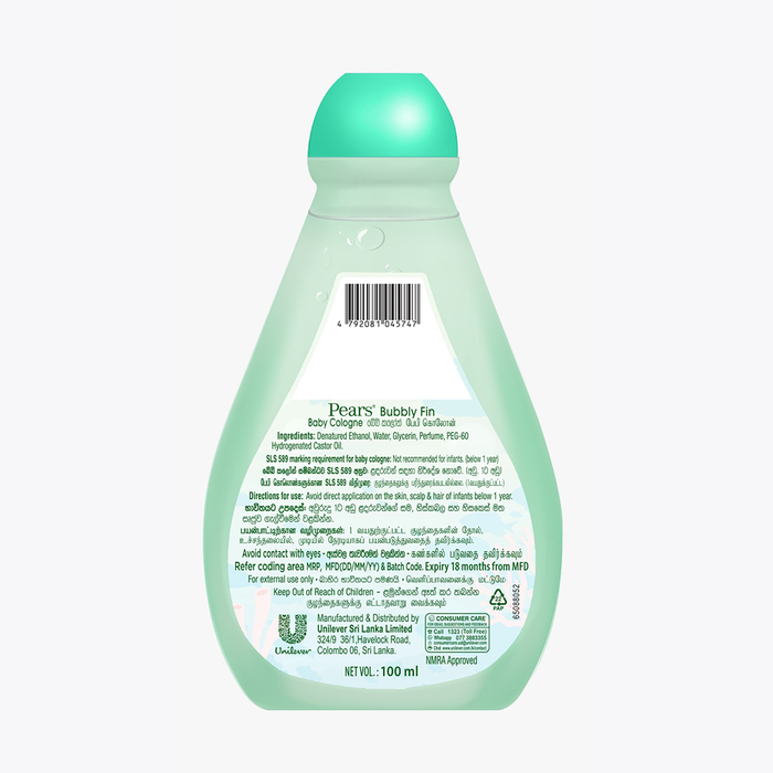 Pears Bubbly Fin Baby Cologne 100ml