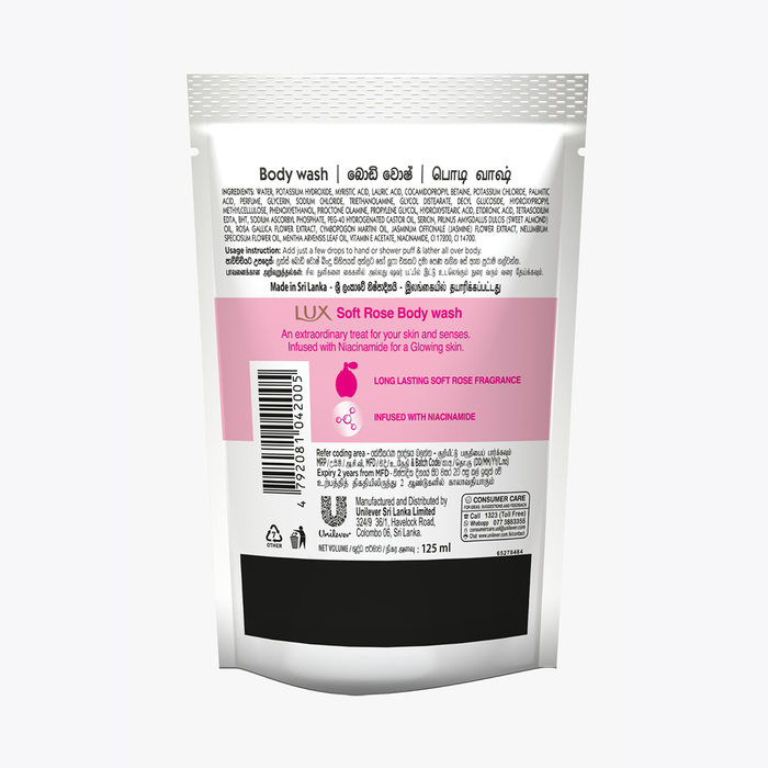 Lux Soft Rose Refill Pouch 125ml