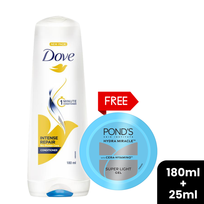 Buy Dove Intense Repair Conditioner 180ml, and get a Ponds Super Light Gel !