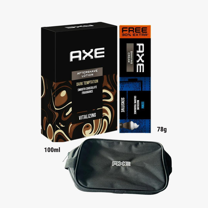 Buy Axe Shaving Cream Denim 78g, Axe Dark Temptation After Shave Lotion 100ml and get a FREE AXE Pouch !