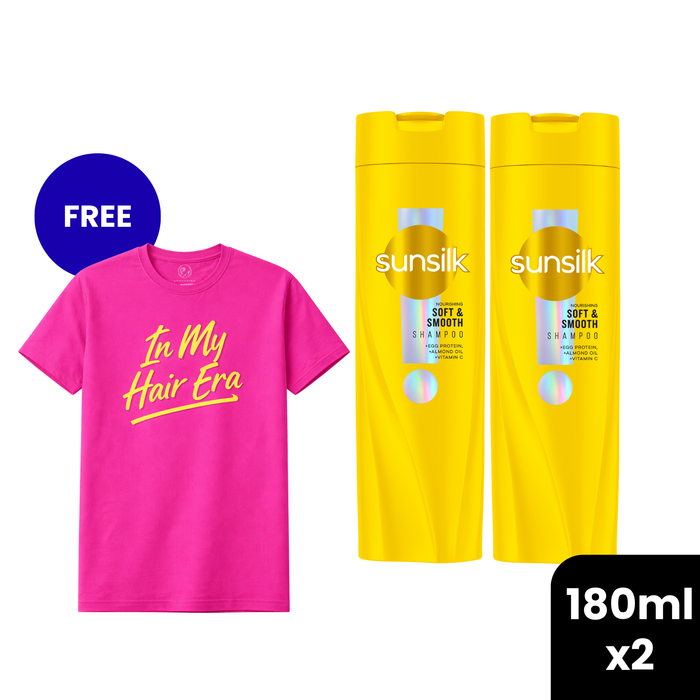 Buy 2 Sunsilk Soft and Smooth 180ml Shampoo & Get a Free Sunsilk Pink Tshirt