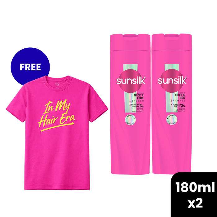 Buy 2 Sunsilk Thick and Long 180ml Shampoo & Get a Free Sunsilk Pink Tshirt