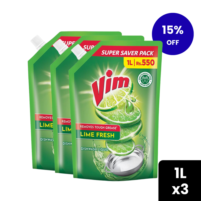 Vim Dishwash Liquid 1L x 3 Pack - 15% Off